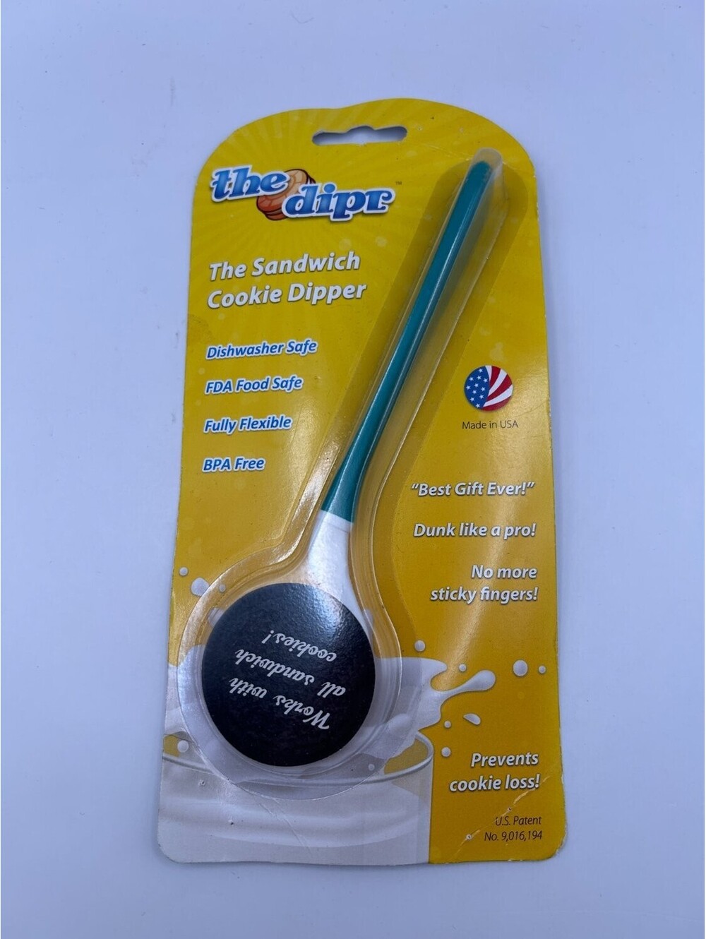 The DIPR-1G Sandwich Cookie Dipper Utensil Teal New Dishwasher Safe Food